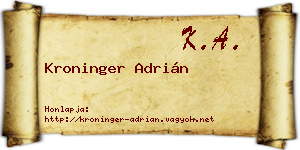 Kroninger Adrián névjegykártya