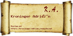 Kroninger Adrián névjegykártya